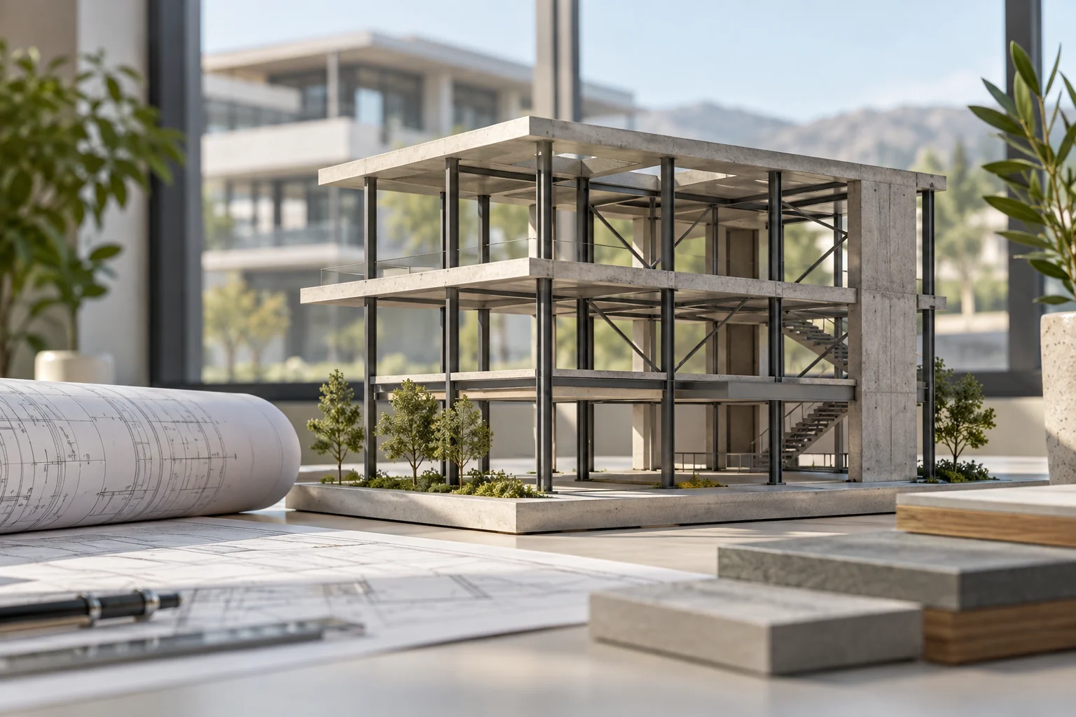 Illustrative structural model and building frame
